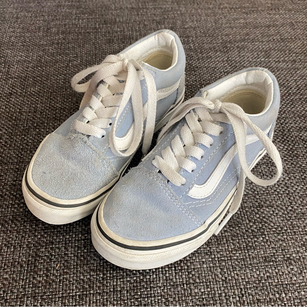 Vans Kids Old Skool V Core Lace Up Sneakers Size 11.5, Dusty Blue, Suede Details - Picture 1 of 12